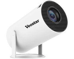 Veostar® Mini Beamer 2025 – Mini Video Projector met 4K-ondersteuning – Android 14 – WiFi 6 & Bluetooth 5.4 – Voor iOS & Android – Draagbare Thuisbioscoop – Wit