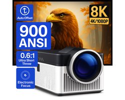 Yemtech® Mini Beamer – Mini Projector - Draagbare Beamer - Thuisbioscoop Beamer - 1080P LCD Projector – Ondersteunt 4K/8K – 900 ANSI Lumen – Ultra korte Lens - Android – WiFi 6 – Thuisbioscoop– Auto Keystone