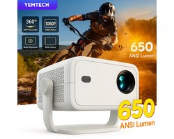 Yemtech® Mini Beamer – Mini Projector - Thuisbioscoop - Draagbare Beamer - 1080p Full HD – 650 ANSI Lumen – Android 11 – WiFi – Bluetooth – Automatische Focus