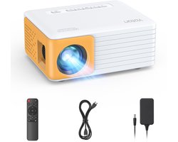 Yoton Y3 Mini Beamer - 7500 Lumen - 20000+ Uur - Compatibel met HDMI, USB, AV, Laptop, Smartphone - Wit en Geel