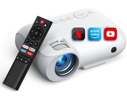 Yoton Y9 Beamer 4K - Native 1080P - 400 ANSI Lumen - Ingebouwde Netflix/Prime Video/YouTube - 5G Wifi en Bluetooth - Mini Beamer met Draagtas - Wit