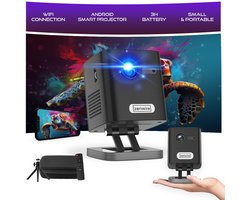 Zenwire C1000 - Mini DLP Projector - Draagbare - 5400 lm - 12000:1 - 4K - WiFi 2.4/5 GHz - Android 9.0 projector met ingebouwde batterij + Statief + Beschermhoes