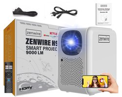 Zenwire H9 Beamer - Full HD - 4K projector 12000lm - 400 Ansi - WiFi 2.4/5 GHz - Miracast - Aircast - Linux - SMART TV gecertificeerd Netflix - Autofocus - Bluetooth 5.1 - 36-200” inch