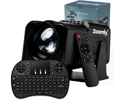Zoomly® Pro MAX Beamer 2025 - Smart Projector - Mini Beamer - Full HD 1080p - Kerst Cadeautje - Home Cinema - iOS & Android - 10.000 Lumen - Incl. Smart Remote