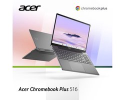 Acer Chromebook Plus 516 CB516-1HT-56EX - 16 inch Touchscreen - Core 5 - 8GB - 256GB - Verlicht toetsenbord – Grijs