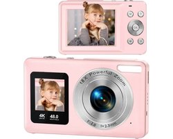 2 IN 1Digitale camera - 1080P Compactcamera- 48M camera - HD vlogging - camera - draagbare minicamera met 2,4 inch LCD - Roze