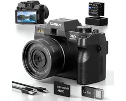 48MP Digitale Camera – Fotocamera – Vlogcamera – Compact Camera – Reiscamera – 4K Videoresolutie – WiFi & App Controle – 16x Digitale Zoom – Anti-Shake – 32GB TF-kaart – Dual Batterijen – 52mm Groothoek & Macro Lens