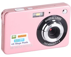 4K Digital Camera, 48MP 2.7 Inch LCD Screen Video Camera, 8x Zoom Anti-shake Vlog Camera for Photography Continuous Shooting (PINK)