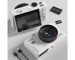 4K digitale camera - camera voor fotografie - digitale videocamera 64MP 3 - Flip Screen - digitale zoom