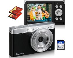 50MP Ultra HD Mini Digitale Camera - Multifunctioneel - Zwart - Met 16x digitale zoom - 2,88" LCD-scherm - 8MP CMOS-beeldsensor