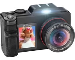 5K Digitale Camera – 18X Digitale Zoom – 80MP – Vintage Vlog Videorecorder – YouTube Travel – Dual Screen – Fotografiecamera met Flitser – Maak scherpe foto’s en vlogs – Perfect voor reizen, social media en content creators