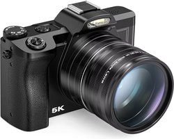 5K Digitale Camera - Fotocamera - Fototoestel - Ultra HD - Handycam met Nachtvisie - 16x Digitale Zoom - UV lens + Wide Angle Lens - WIFI - Anti-shake & Auto Focus - 48MP
