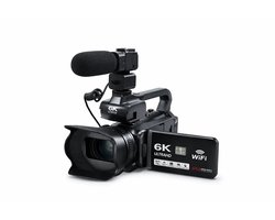 6K Digitale Videocamera met WiFi & Afstandsbediening – 64MP Foto – Draaibaar Touchscreen – Nachtzicht & Fill Light - Camcorder