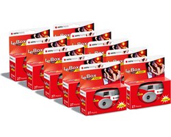 AGFA PHOTO PACK 10 x 601020 - Appareil Photo Jetable LeBox Flash, 27 photos, Objectif Optique 31 mm - Gris et Rouge
