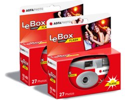 AGFA PHOTO PACK 2 x 601020 - Appareil Photo Jetable LeBox Flash, 27 photos, Objectif Optique 31 mm - Gris et Rouge