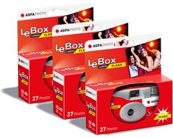 AGFA PHOTO PACK 3 x 601020 - Appareil Photo Jetable LeBox Flash, 27 photos, Objectif Optique 31 mm - Gris et Rouge