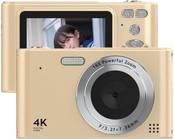 Appareil photo numérique compact, 4K 48MP Appareil photo, 2,4" Appareil photo numérique Zoom numérique 16X Détection de visage anti-vibration Effet de beauté Détection de mouvement Batterie - 32 GB