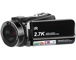 Camcorder 2.7K / 36MP / 16x zoom / IR nachtzicht 7-delig Zwart