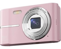 Compact Camera - Compactcamera's - Compact Camera Fototoestel - 50MP - Roze - Inclusief 64GB Opslagkaart