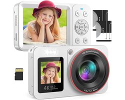 Crrynuo - Digitale Camera - Vlog Camera - Fotocamera - ABS Digitale Camera 64MP 18x Optische Zoom 2.8" Scherm - 4K Opname - Wit