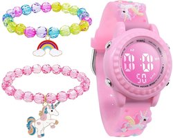 Digitaal Waterdicht Kind Horloge - Alarm Stopwatch Lichten - Verjaardagsgeschenken - Meisjes 3-12 Jaar