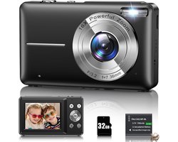 Digitale Camera 1080P - 44MP Compact Camera - 16X Digitale Zoom - Vlogging Camera - 2,4 Inch LCD Scherm - Inclusief 32GB Micro SD Kaart en 1 Accu - Kinderen, Tieners en Studenten - en - Creatieve Video Opnames