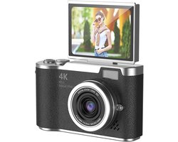Digitale camera - 1080P HD 48MP digitale point-and-shoot camera met 2,4 inch HD-klapscherm, ingebouwde LED-vullamp, 8x digitale zoom, voor tieners en studenten - met 32G geheugenkaart (zwart)