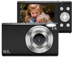 Digitale camera 2,7K/44MP/16x zoom/Anti-Shake/Webcam Zwart