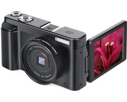 Digitale camera 48 MP, 1080p HD, 16x zoom, klapscherm Zwart