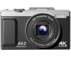 Digitale camera 4K - 64MP 16x autofocus digitale zoom digitale camera, 2,8 inch 270° opvouwbaar LCD-scherm HD compacte vlogcamera met batterijen, 32GB geheugenkaart, geschikt voor beginners, volwassenen - zwart