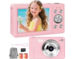 Digitale Camera 56MP - 1080P FHD Fotokamera - Autofocus - 16X Digitale Zoom - Compacte en Draagbare Camera - 2.8 Inch LCD Scherm - Inclusief 32GB SD Kaart en 2 Accu’s - Roze