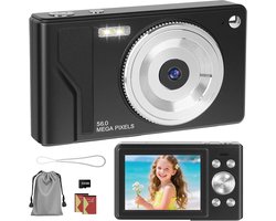 Digitale Camera 56MP - 1080P FHD Fotokamera - Autofocus - 16X Digitale Zoom - Compacte en Draagbare Camera - 2.8 Inch LCD Scherm - Inclusief 32GB SD Kaart en 2 Accu’s - Zwart