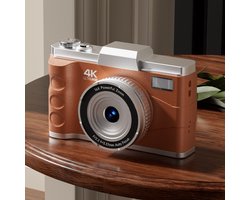 Digitale camera - Autofocus 4K Vlogging-camera met SD-kaart, 64MP draagbare compacte point-and-shoot digitale camera voor tieners en volwassenen met 16x zoom, anti-shake, 2 batterijen (oranje)