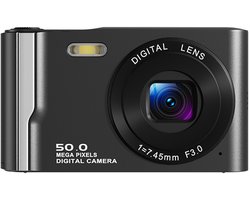 Digitale camera - Autofocus 4K Vlogging-camera voor fotografie met anti-shake, 50MP compacte point-and-shoot digitale camera voor kinderen met 16x zoom, 1 batterij, 32GB kaart (zwart)