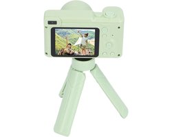 Digitale camera - Autofocus vlogcamera met statief, 2,4 inch scherm, 8x zoom, hoge definitie, dubbele lens voor en achter, reiscamera met invullicht voor fotografie (groen)