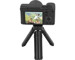 Digitale camera - Autofocus vlogcamera met statief, 2,4 inch scherm, 8x zoom, hoge definitie, dubbele lens voor en achter, reiscamera met invullicht voor fotografie (zwart)