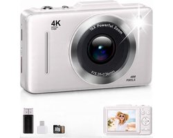Digitale Camera - Mini 4K 48MP (32GB Geheugen) - Anti-Shake + 16x Zoom - Wit