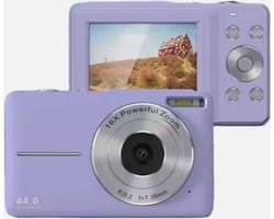 Digitale camera- Paars- 32GB micro-geheugenkaart met 1 batterij- 1080P compactcamera- 44MP camera- HD vlogging-camera- draagbare minicamera met 2,5 inch LCD-scherm-2 batterijen