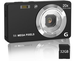 Fototoestel - Compactcamera's - 56MP Resolutie En 4K Video 20X Digitaal Zoom - 1 - Voor Videobellen En Reizen Zwart