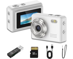 Gloovon® - Digitale Camera - Mini Camera - 1080P - Fototoestel - Fotocamera Kinderen - Inclusief 32GB Micro-SD-kaart - Wit
