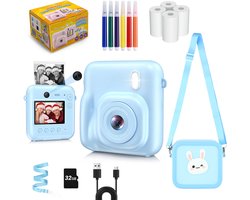 Impressora Térmica - Kindercamera met foto printer - Digitale Camera Kinderen - Instant camera - Kinderfototoestel - SpeelgoedCamera - Mini printer - 48MP - Inclusief Cameratas + 4 papierrollen + 32GB sd kaart - Blauw