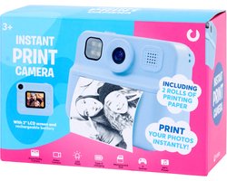 Instant Print Camera – Kindercamera met 2 Rollen Printpapier – Direct Print – 2.0” LCD Scherm – Blauw – Voor Kinderen vanaf 3 Jaar