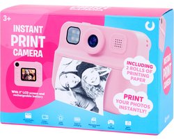 Instant Print Camera – Kindercamera met 2 Rollen Printpapier – Direct Print – 2.0” LCD Scherm – Roze – Voor Kinderen vanaf 3 Jaar