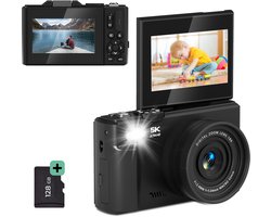 Kiekz Digitale Camera 5K - Fotocamera 75MP - Compactcamera - Fototoestel - Autofocus - Ideaal voor Kinderen en Beginners - Inclusief 64GB SD Kaart