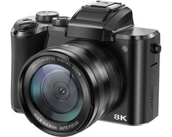 Kiekz Fotocamera 88MP - Digitale Camera 8K - Autofocus - 16X Digitale Zoom - Fototoestel - Compact Camera - Ideaal voor Kinderen en Beginners - Inclusief 128GB SD Kaart
