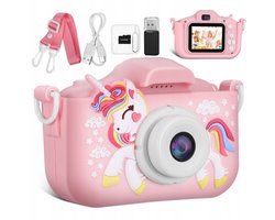 Kinder Digitale Camera - Dubbel Lens | Unicorn Design, 2.0" LCD Scherm, Full HD Foto & Video - Inclusief 64GB Kaart & Oplaadbare Batterij