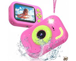 Kinder Waterproof Camera 48MP - 1080P HD Digitale Kindercamera - Onderwater Camera voor Kinderen - 2.4 Inch Scherm - Inclusief 32GB Geheugenkaart - Nood LED Flitser - Cadeau voor Meisjes en Jongens 3-12 Jaar