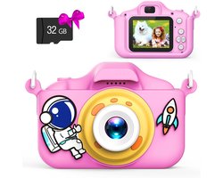 Kindercamera Speelgoed Peuter Digitale Camera Voor Jongens Meisjes, Selfie 1080P HD Videocamera Voor 3, 4, 5, 6, 7, 8, 9 Jaar Oude Jongens Meisjes Met 32GB TF Kaart, Kinder Verjaardagscadeaus Voor Kinderen (roze)