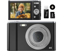 K&L Digitale Camera 4K - 64MP - Fototoestel - Compact Camera - Vlog Camera - Voor Kinderen - Inclusief 64GB - NL Software