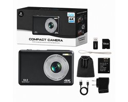 K&L Digitale Camera - 4K Ultra HD & 64MP - 64GB - Fotocamera - Inc. Selfiecamera - Vlog Camera voor Kinderen en Volwassenen - Compact Camera - Foto & Video - Dual Lens - 16x Zoom